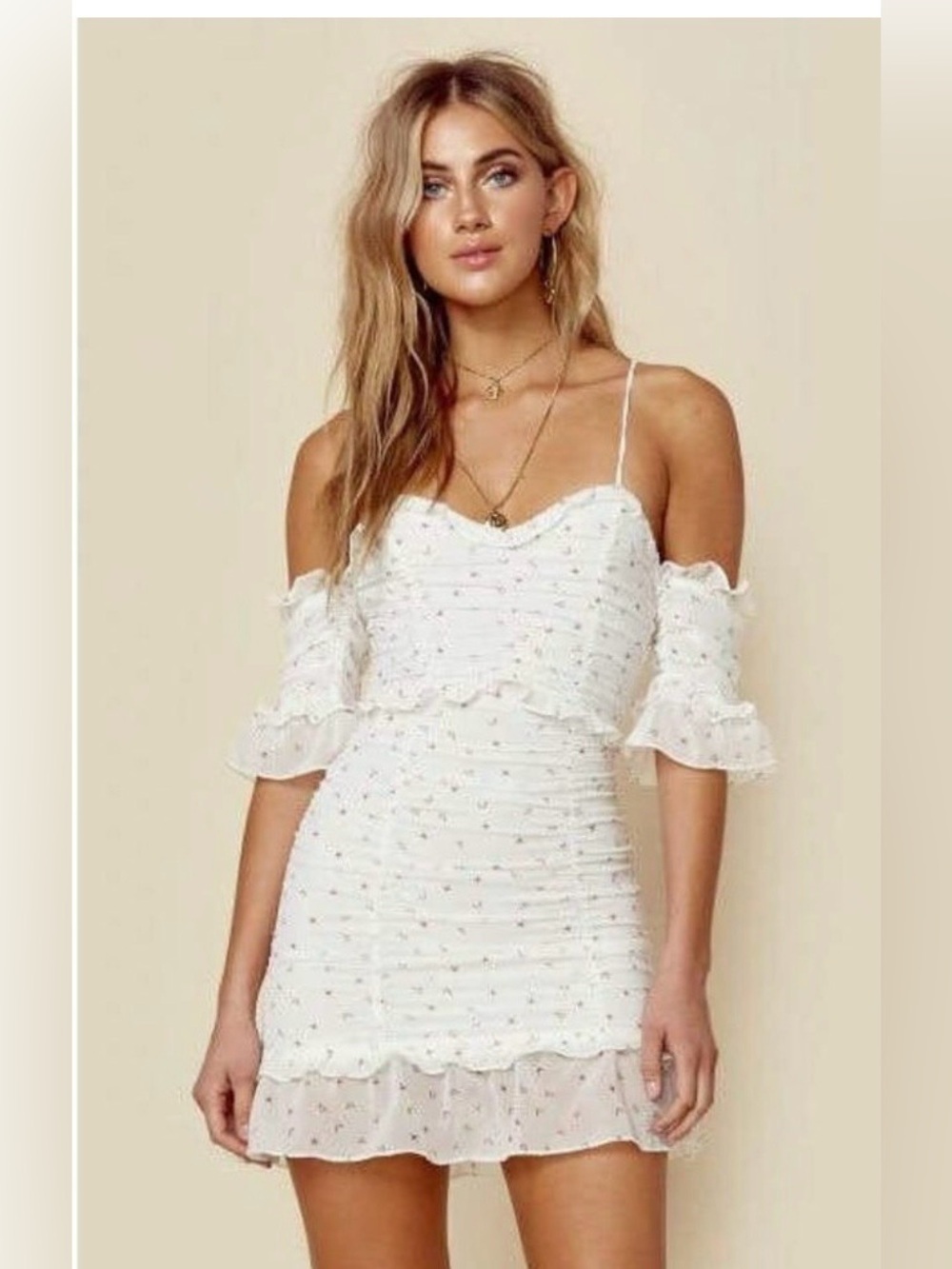 For Love & Lemons La Brooke Mini Dress Jamie King White Stars
Hearts Sz Xsmall